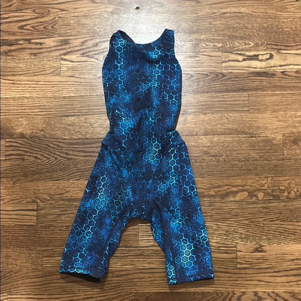 TYR Blue Honeycomb Patterned swimming Suit